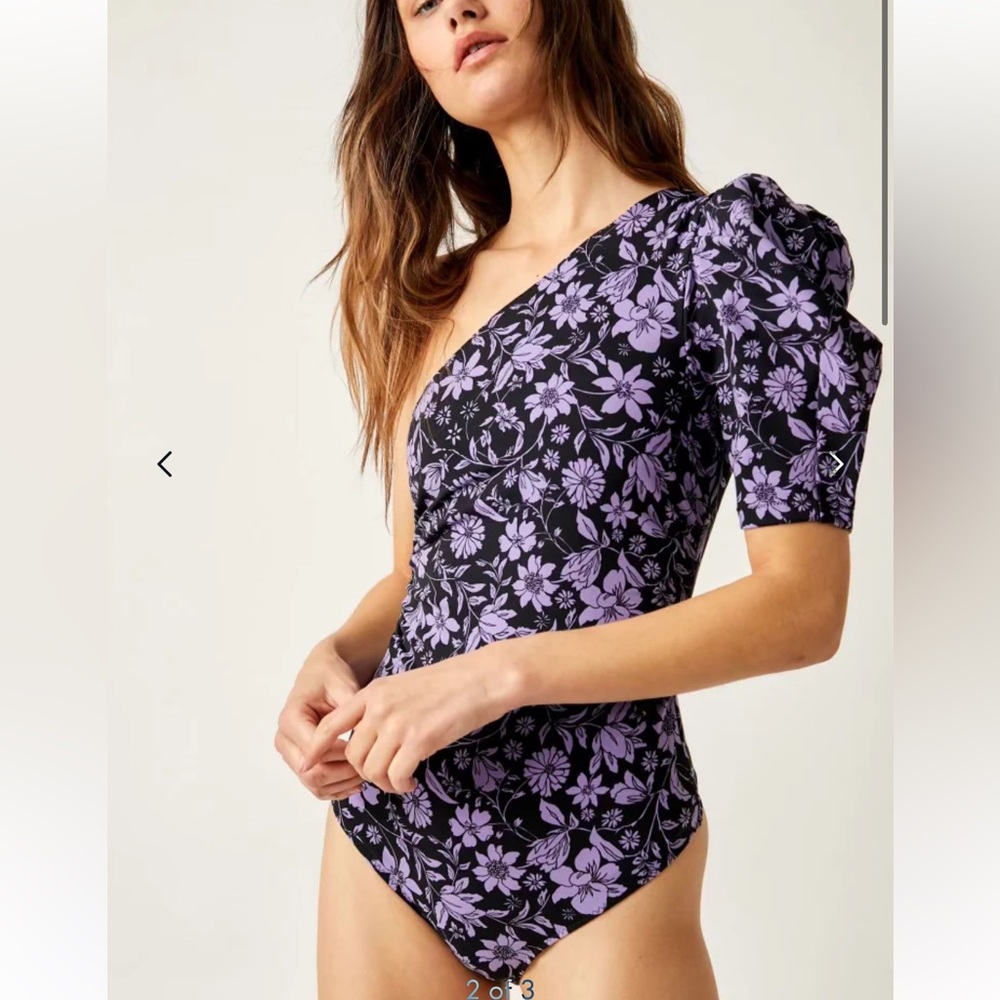 FREE PEOPLE Somethin' Bout You Floral Stretch Knit Bodysuit. NWOT